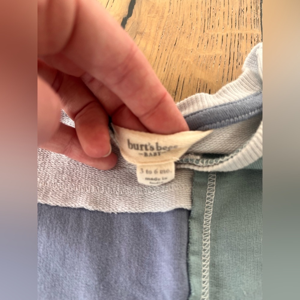 Burt's Bees Baby Boys' 100% Organic Long Sleeve Coverall Blue Block 3-6 month - Picture 7 of 7